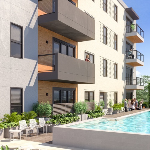 Swimming Pool  Large sparkling blue resort style pool with ample lounge chairs for laying out and relaxing.