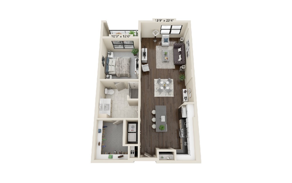 A3 - 1 Bed & 1 Bath Floor Plan At The Drake Apartments